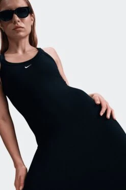 W NSW CHILL KNIT RIB DRESS(Nike Womens Nsw Chill Knit Hj0710_black Sail) -Sporty Fashion APP 0004 AURORA HJ0710 010 PHSYM001 2000