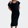 W NSW CHILL KNIT RIB DRESS(Nike Womens Nsw Chill Knit Hj0710_black Sail) -Sporty Fashion APP 0023 AURORA HJ0710 010 PHSFM001 2000