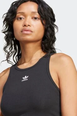 W ESSENTIALS RIBBED TANK TOP(Adidas Womens Essentials Ribbed Tank_black) -Sporty Fashion REF 2 0007 IW5736 7 APPAREL OnModel DetailView1 white