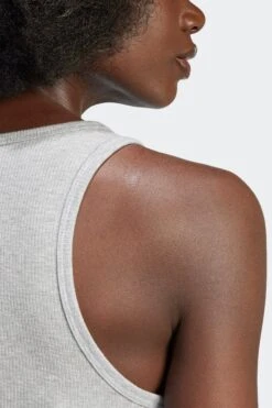 W ESSENTIALS RIBBED TANK TOP(Adidas Womens Essentials Ribbed Tank_grey) -Sporty Fashion REF 2 0012 IY9649 7 APPAREL OnModel DetailView1 white