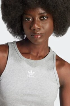 W ESSENTIALS RIBBED TANK TOP(Adidas Womens Essentials Ribbed Tank_grey) -Sporty Fashion REF 2 0013 IY9649 8 APPAREL OnModel DetailView2 white