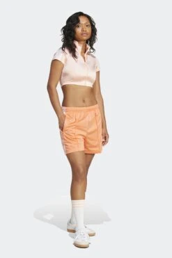 W FIREBIRD SHORTS(Adidas Womens Adicolor Classics Firebird Shorts_semi Coral) -Sporty Fashion REF 2 0021 JD0818 4 APPAREL OnModel WalkingView white