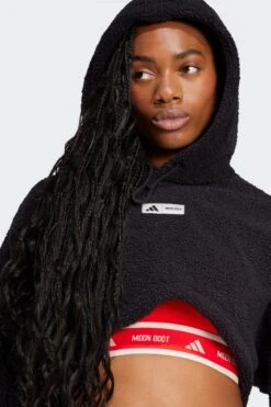 W MOON BOOT HOODIE(Adidas Womens Moon Boot Cropped Hoodie_black) -Sporty Fashion adidasxmoonboot 0018 IY8049 7 APPAREL OnModel DetailView1 transparent