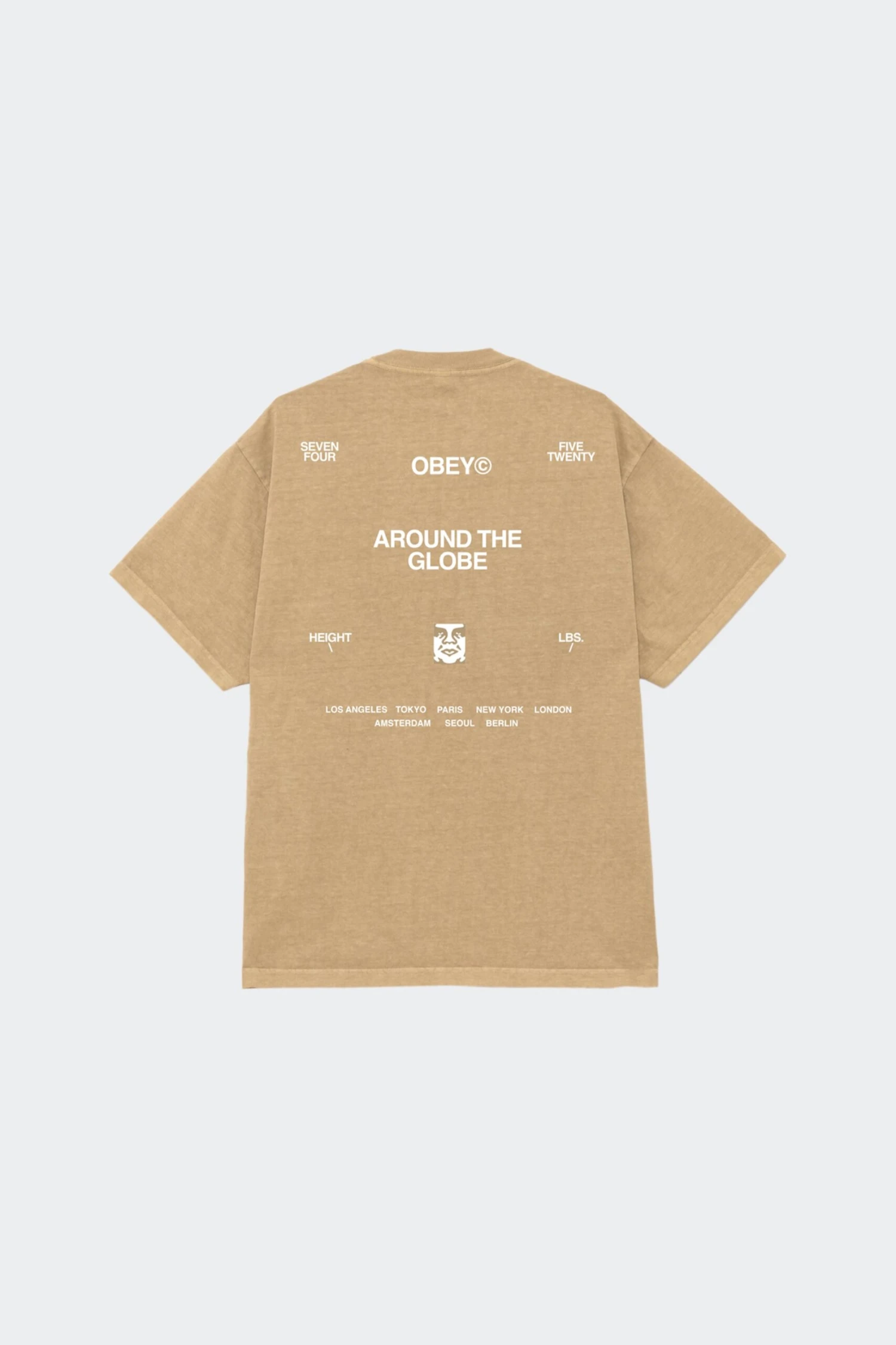 AROUND THE GLOBE TEE(Obey Mens Around The Globe Tee_pigment Light Khaki) 4 AROUND THE GLOBE TEE(Obey Mens Around The Globe Tee_pigment Light Khaki) - Image 2