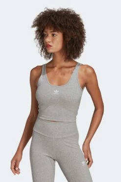 W ADICOLOR ESSENTIALS RIB TANK TOP(Adidas Womens Adicolor Essentials Rib Tank Top_medium Grey Heather)